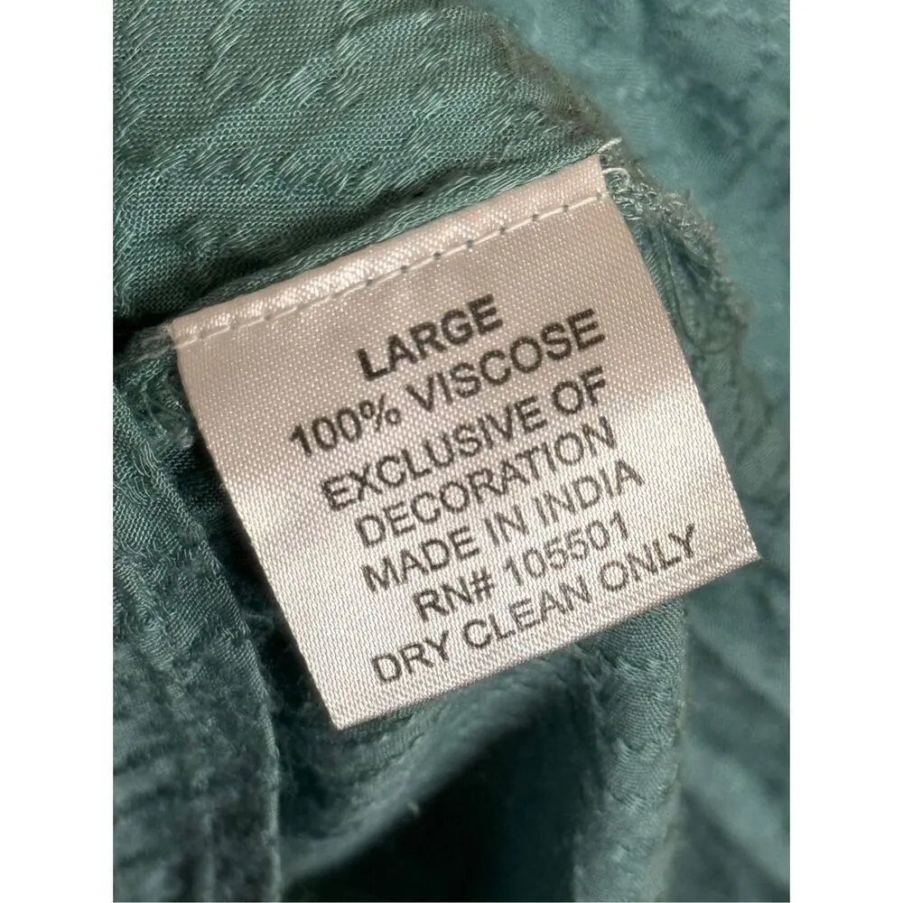 Double D Ranch Cactus Embroidered Baby Doll Dress Muted Teal M Green Size M - Image 4