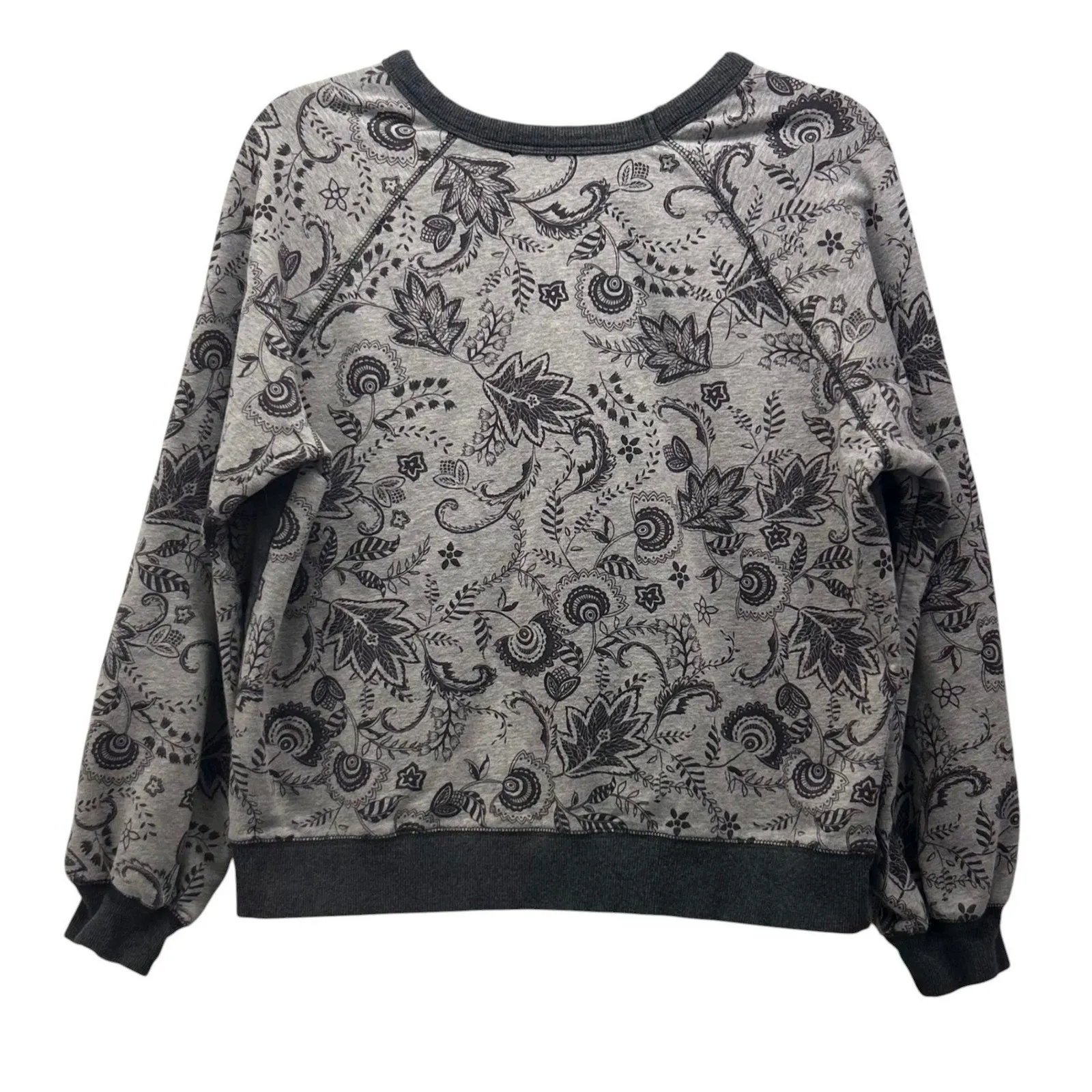 Johnny Was Floral Wanders Bishop Sleeve Sweatshirt Gray Small - Image 2