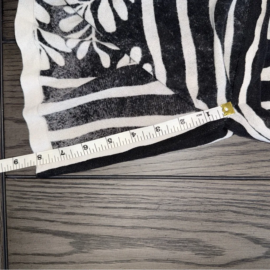 Chicos Summer Romance Midi Cardigan Black White Mixed Print Size XL Tropical - Image 12