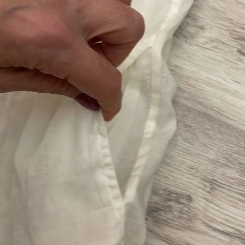 Off-White Eyelet Sheer Lightweight Knee Length Short Sleeve Dress L - Image 10