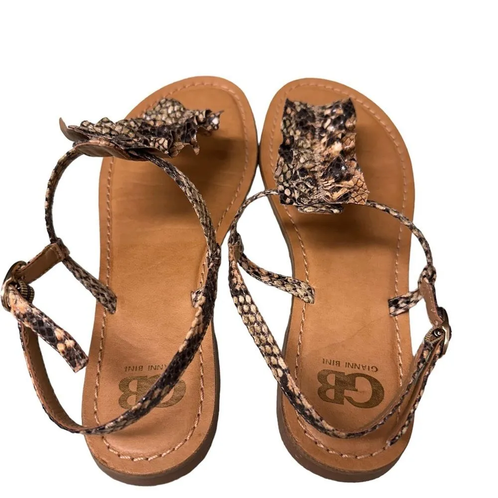 Gianni Bini ruffle snake skin flat strap sandal - Image 2