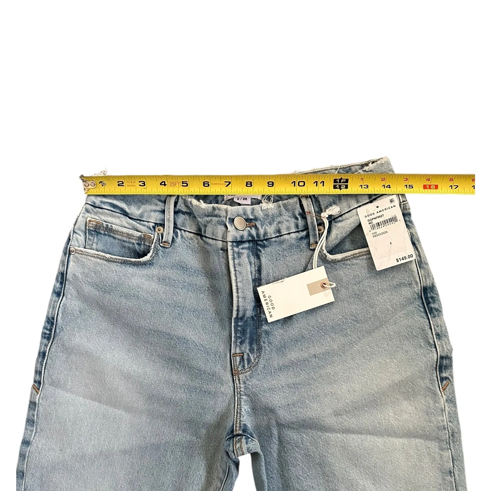 Good American Girlfriend High Rise Straight Leg Jeans Indigo size 2/26 - Image 14