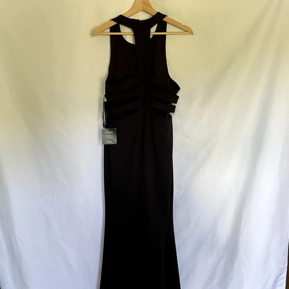 NWT Lulus black maxi formal dress women's size XL open back strappy detail - Image 6