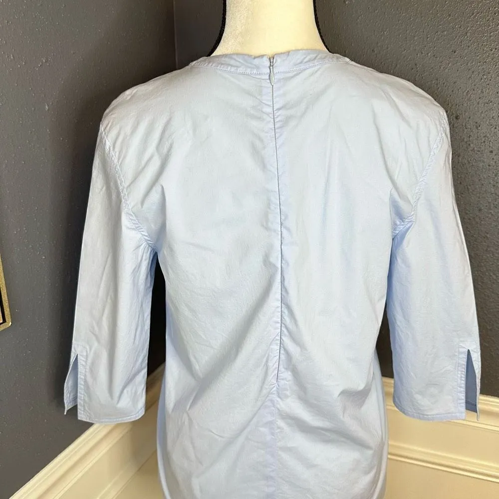 Acne Studios 3/4 Jess Strech Sleeve Side Slit Blouse Blue - Image 6