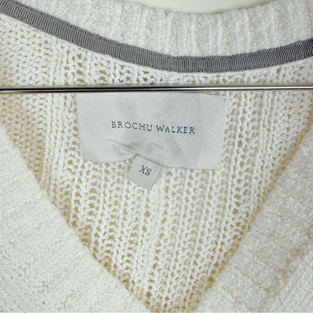 Brochu Walker Ivory Cable Knit Cropped Sweater - Image 6