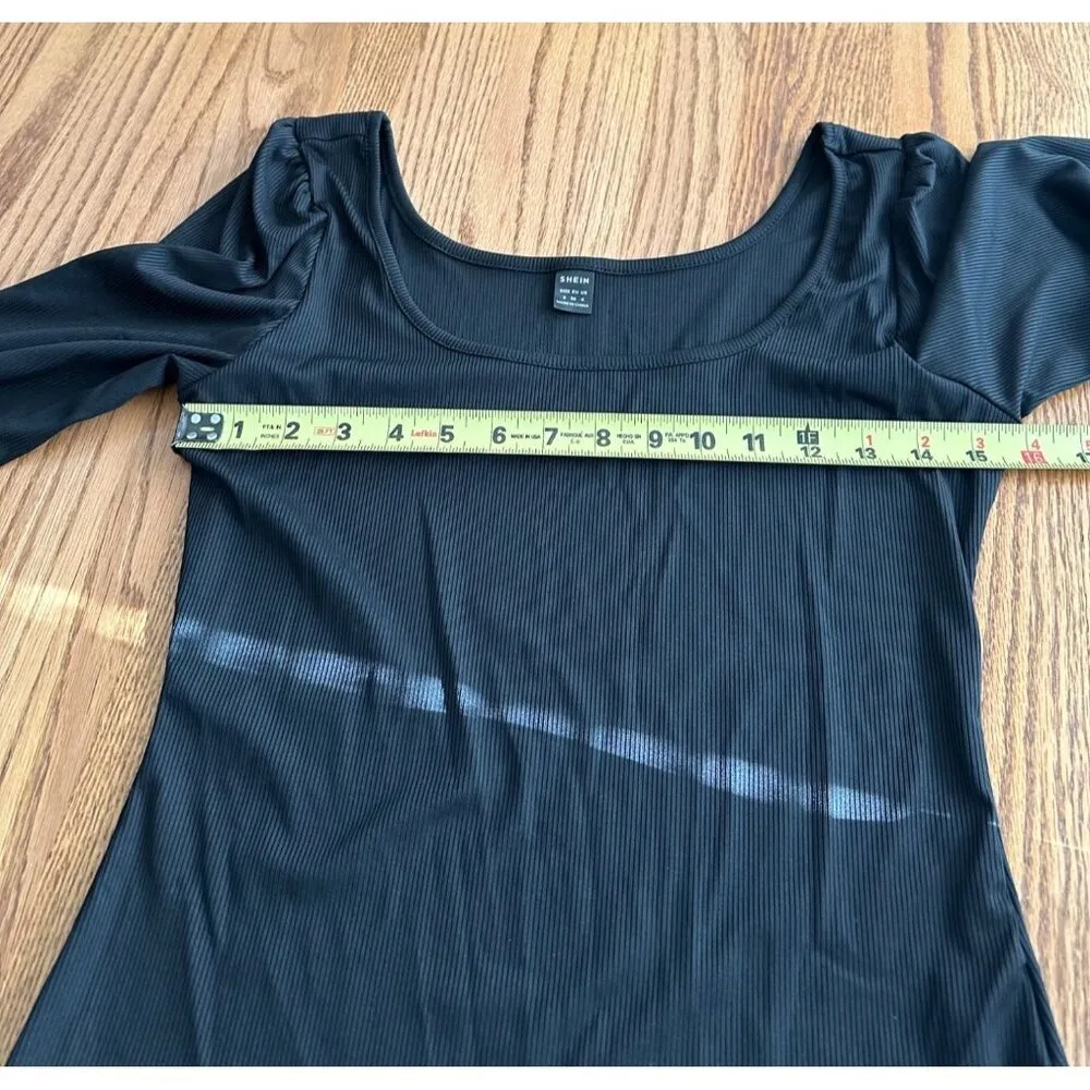 Women's Black Long-Sleeve Scoop Neck Top Closet Staple layering top office - Image 10