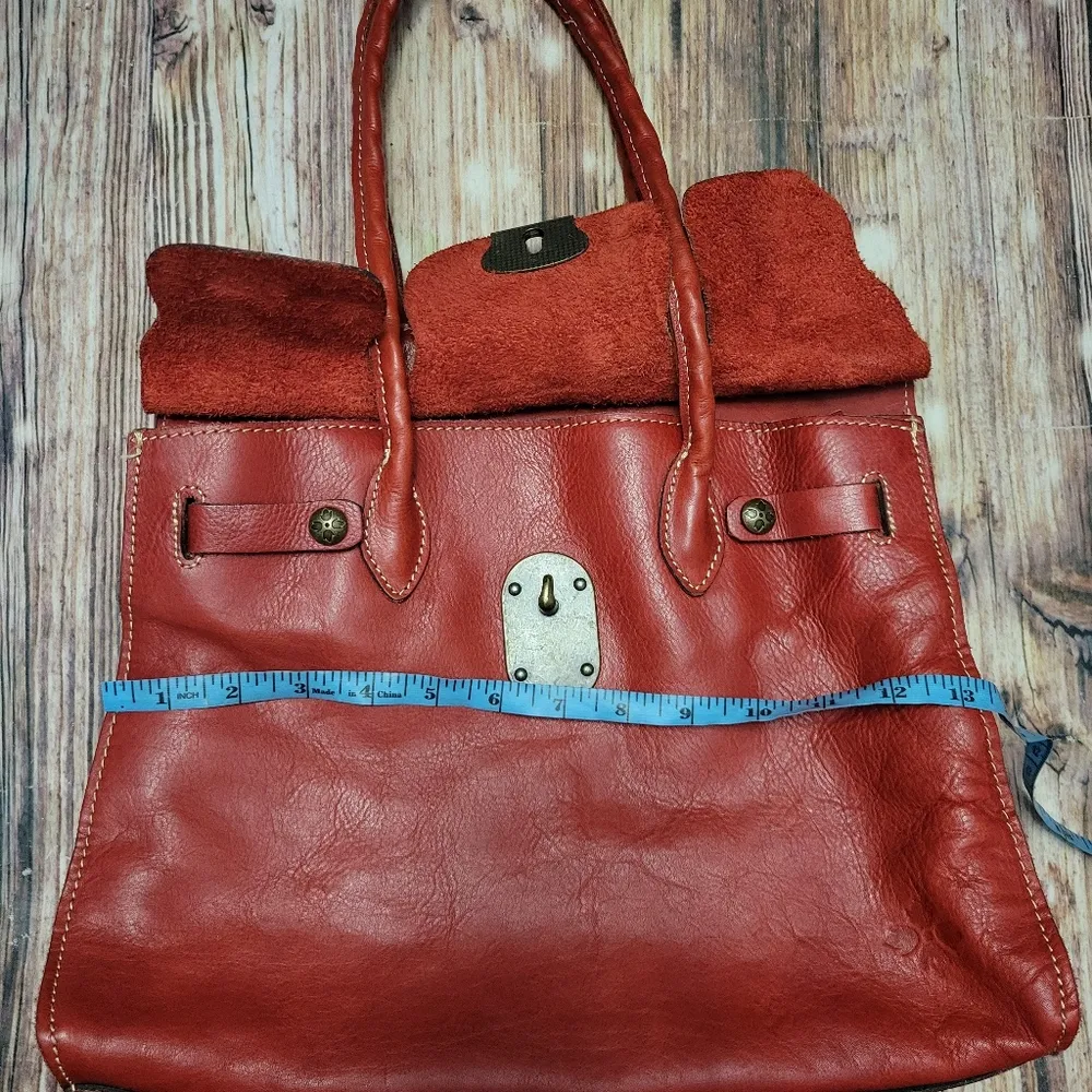 PATRICIA NASH VIENNA SATCHEL Burnt Coral Leather Tote Shoulder Bag - Image 15