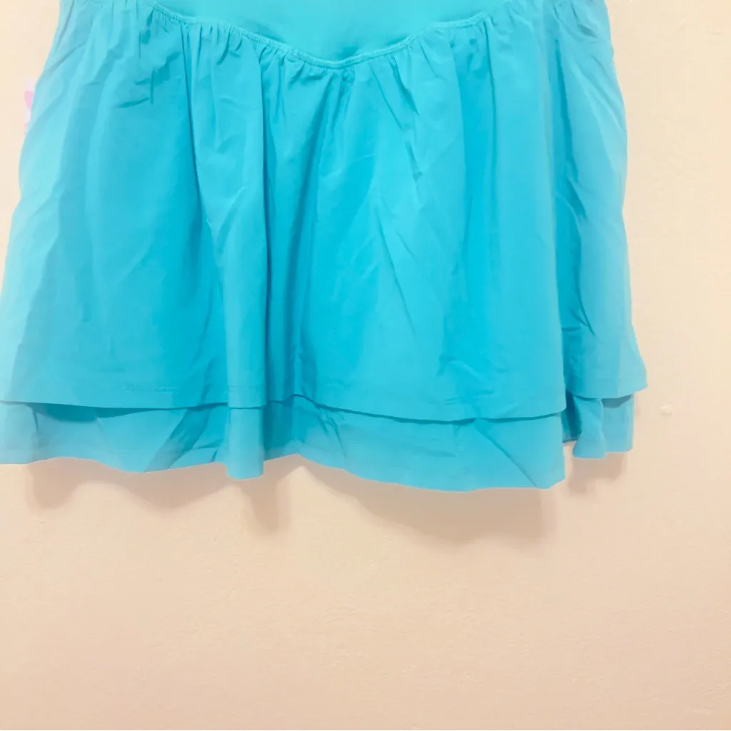 Ebb‎ & Flow Women  blue Built In Bike Short Swimsuit Skort Skirt Sz medium - Image 3