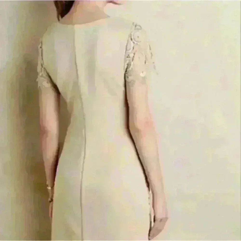 Anthropologie Bailey 44 Tan Lace and Vegan Leather Panel Dress, size small - Image 12