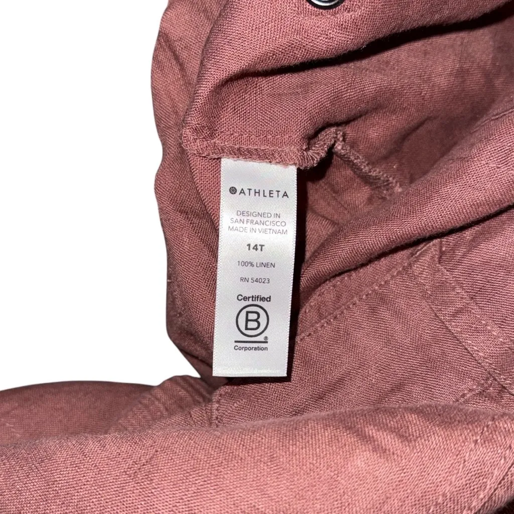 Athleta Cabo Retreat Linen Pants Womens 14 TALL Hearth Rose Relaxed Fit Wide Leg - Image 11