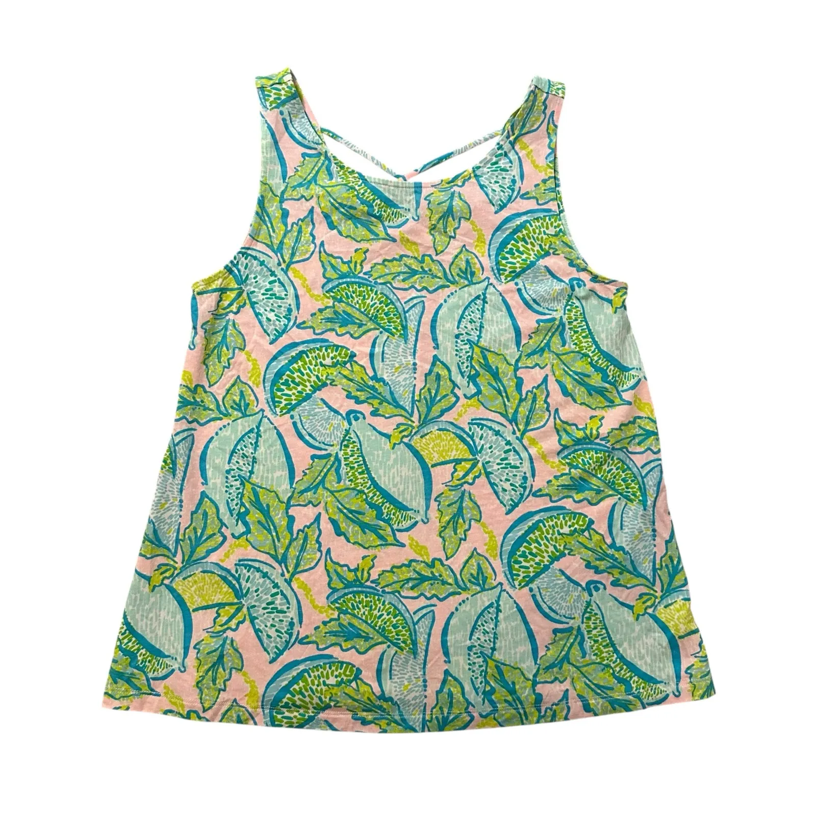 Lilly Pulitzer blue, pink & green tropical sleeveless tank top size M - Image 11