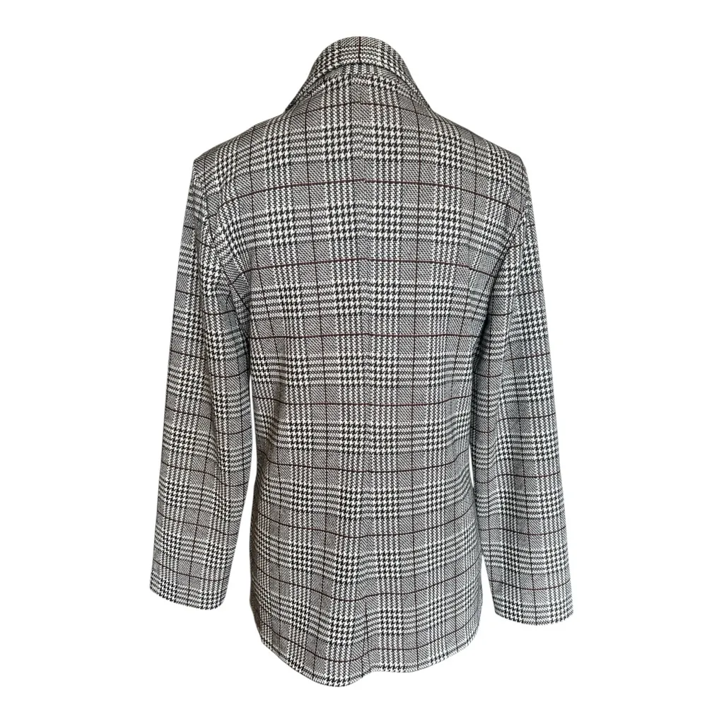 Brand New Rachel Zoe Knit Black and White Plaid Open Blazer Size M - Image 2
