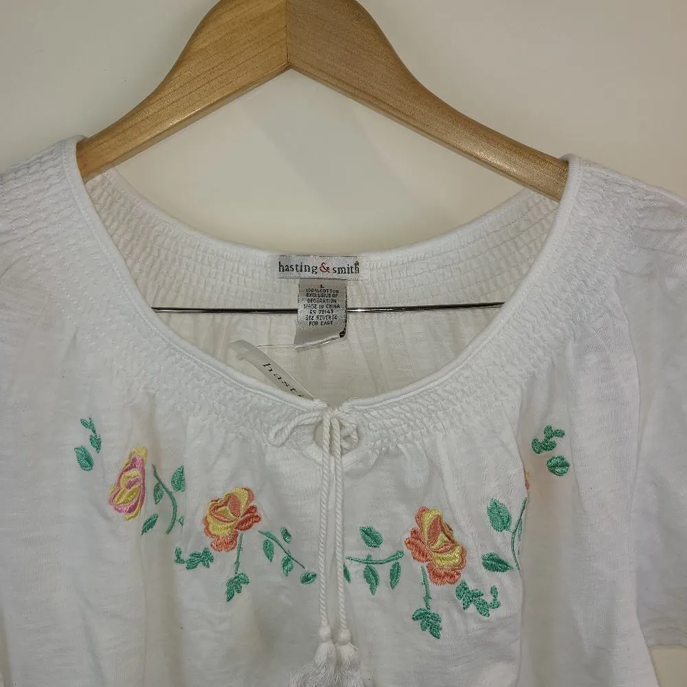 Hasting & Smith Embroidered Boho Elasticized Neck blouse - Image 6