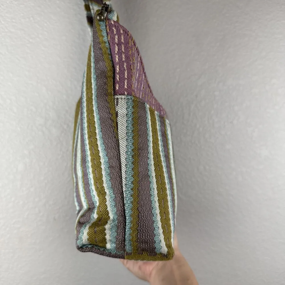 Maruca Womens Striped Tapestry Fabric Shoulder Tote Bag Purse Outside Pockets - Image 4