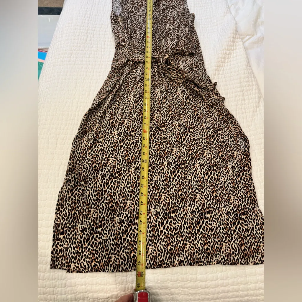 Emma & Michele Leopard Print Maxi Shirt Dress | Soft Rayon | Safari Chic Size S - Image 7