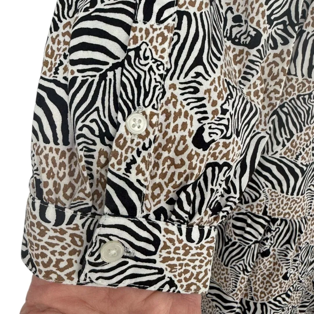 J.Crew Animal Print Novelty Zebra Leopard Long Sleeve Tiered Mini‎ Dress Size XS - Image 12