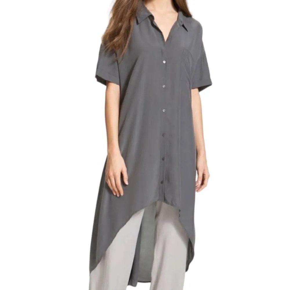 Eileen Fisher Silk Button Down Tunic Shirt Dress - Image 13