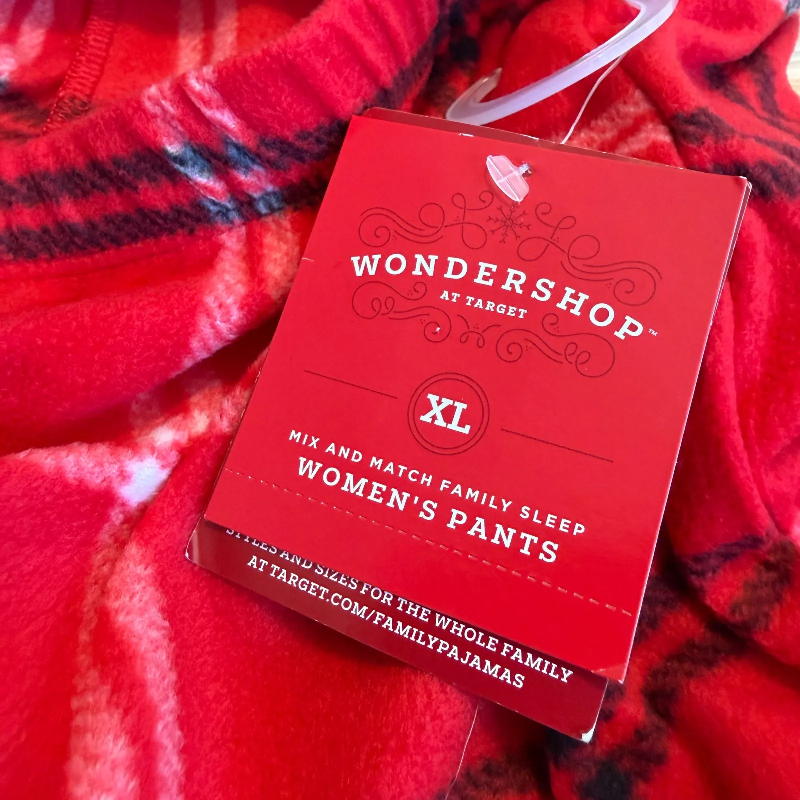 Wondershop Red Plaid Fleece Pajama Pants - Image 5