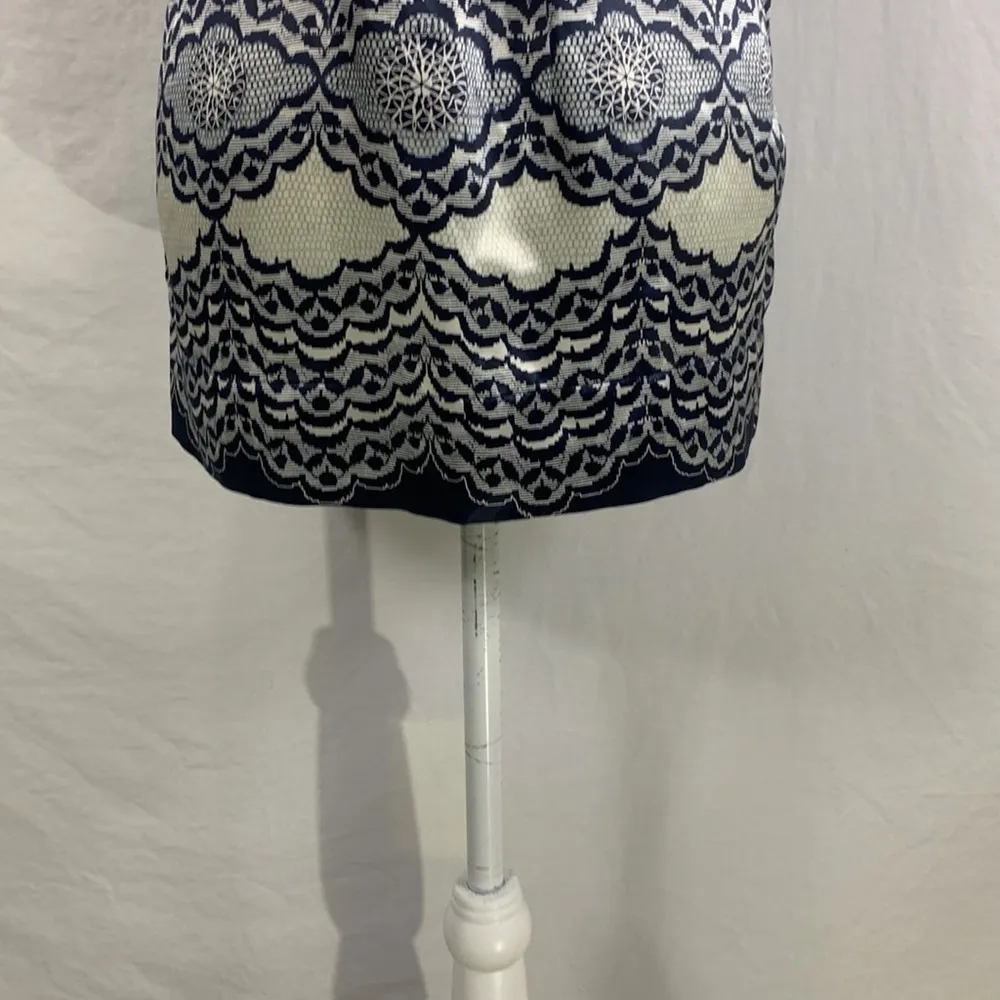 Silk Chantilly Lace Black White Silver Blouse Top Size Small - Image 10