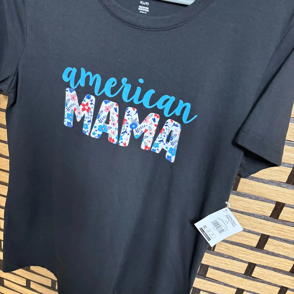 American Mama Black Tee‎ Size Small - Image 3