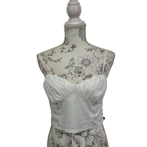 Free People FP One So Posh Corset Cropped Tank Top Ivory Size S NWT‎ - Image 4