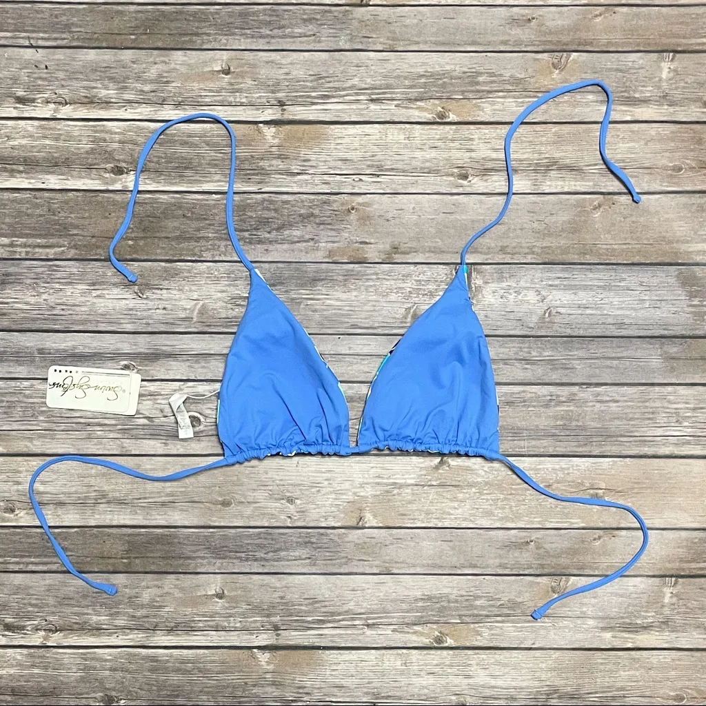 Swim Systems Reversible Iconic Tiles Blue White Sliding Triangle Bikini Top NWT Size L - Image 7