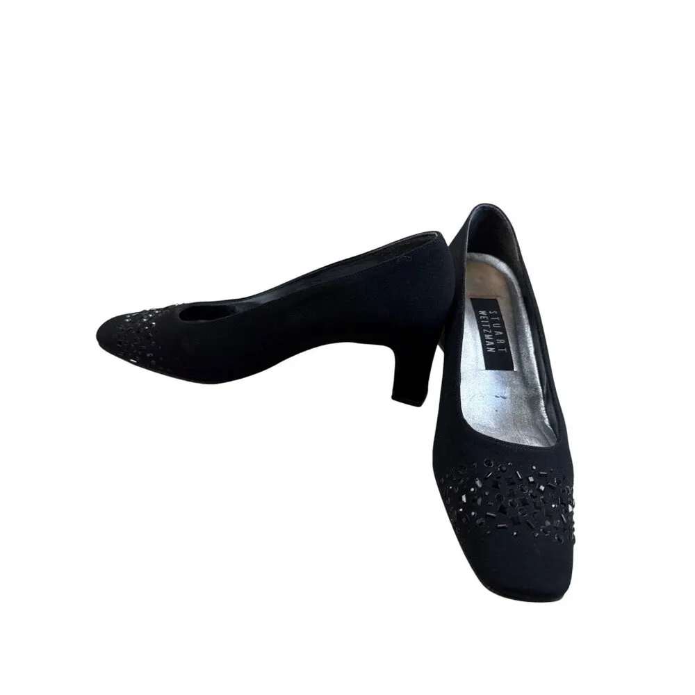 Stuart Weitzman Womens Black Leather Heeled 2.5 " Shoes  Size 7B SKU 7482 - Image 2