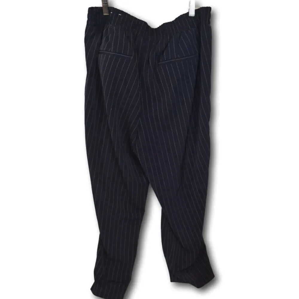 Navy Drawstring Pinstripe Pants Ankle By Lane Bryant Size: 16 - Image 3