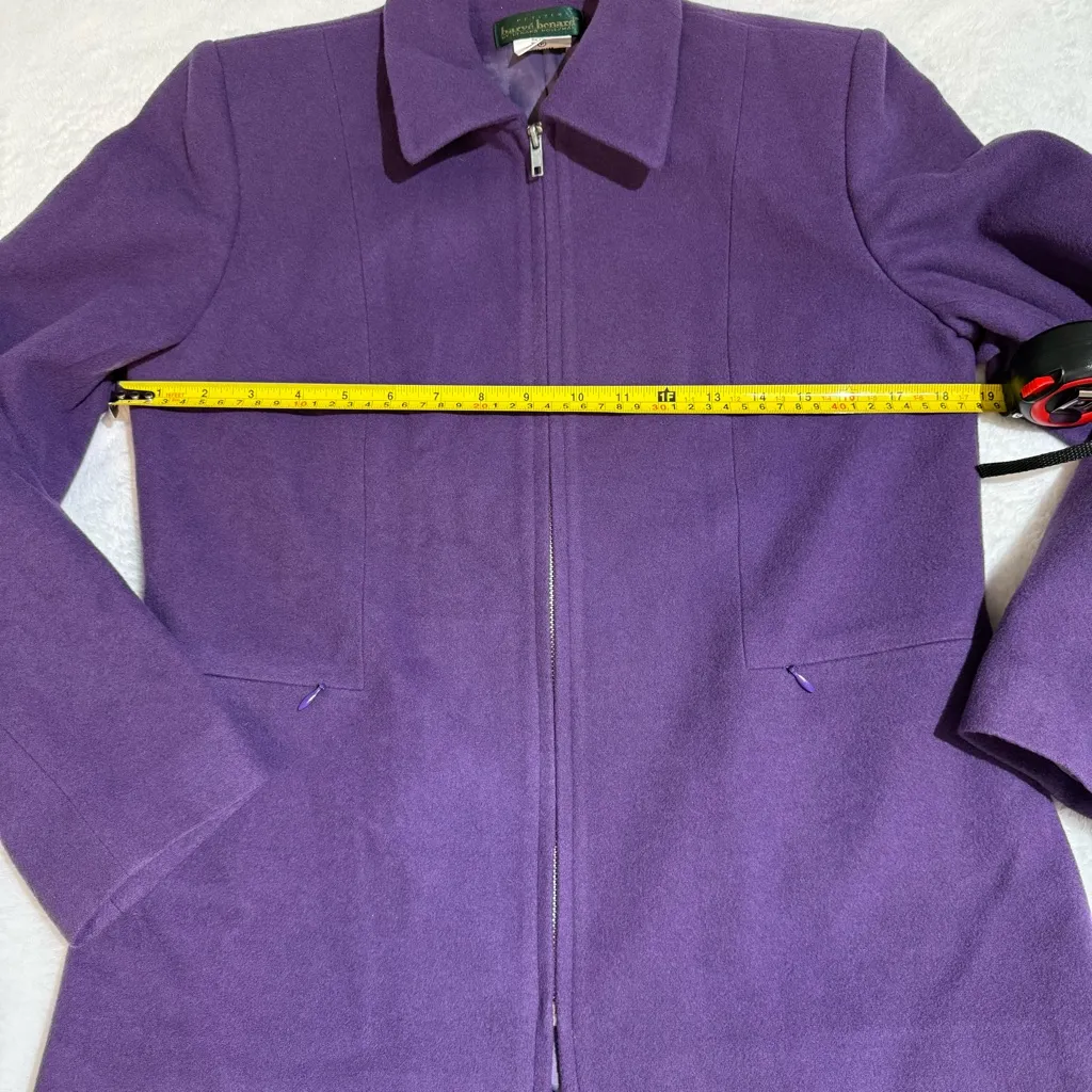 Vintage Harvé Benard Petite Purple Wool Cashmere Blend Zip Jacket Size 4P - Image 10