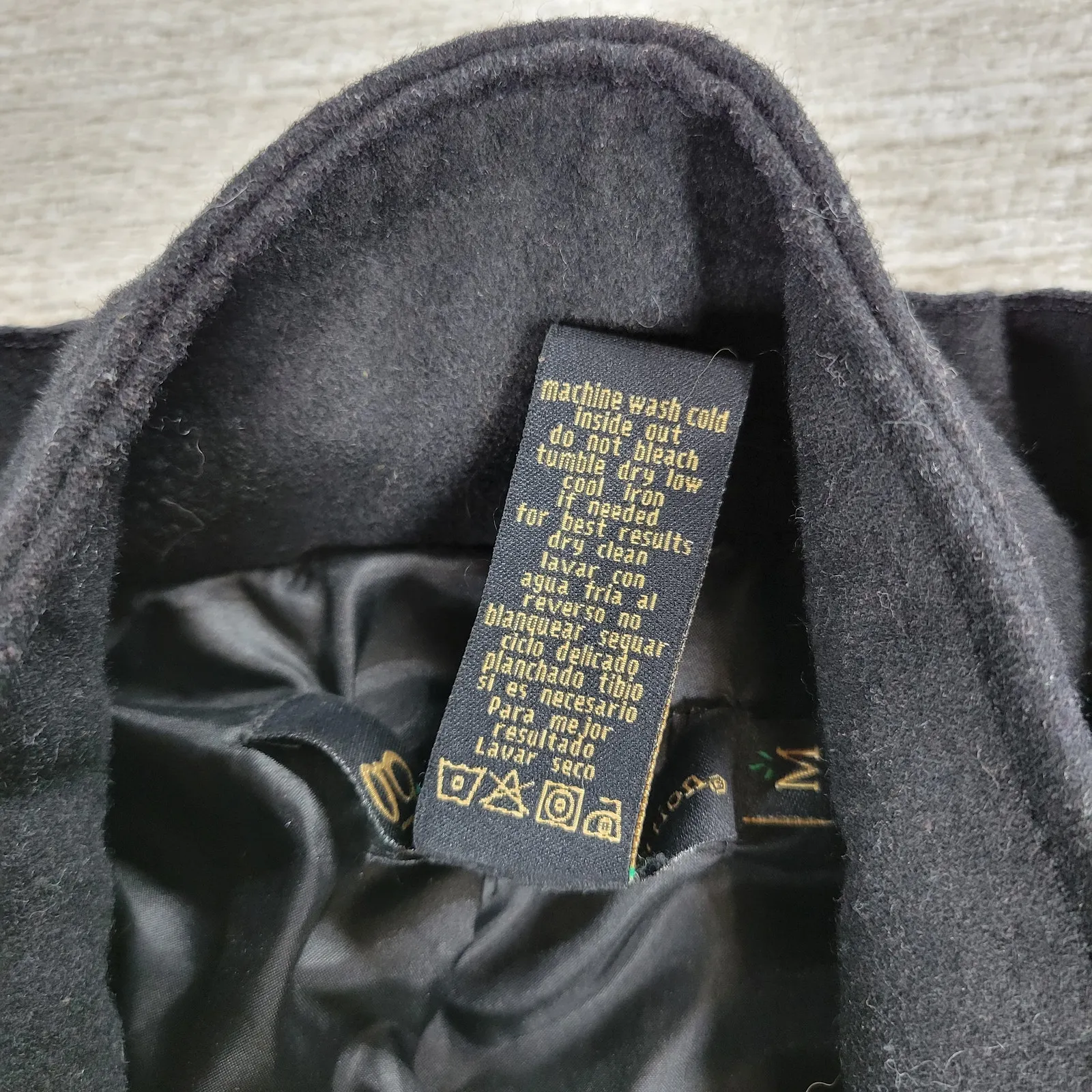 Grass Collection Military Belted Jacket Womens M Black Wool Blend Ruffle Front - Image 7