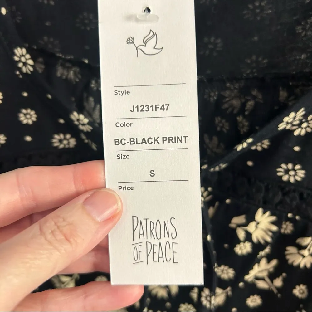 Patrons of Peace NEW mixed media whimsigoth baby doll tank top Small crochet - Image 8