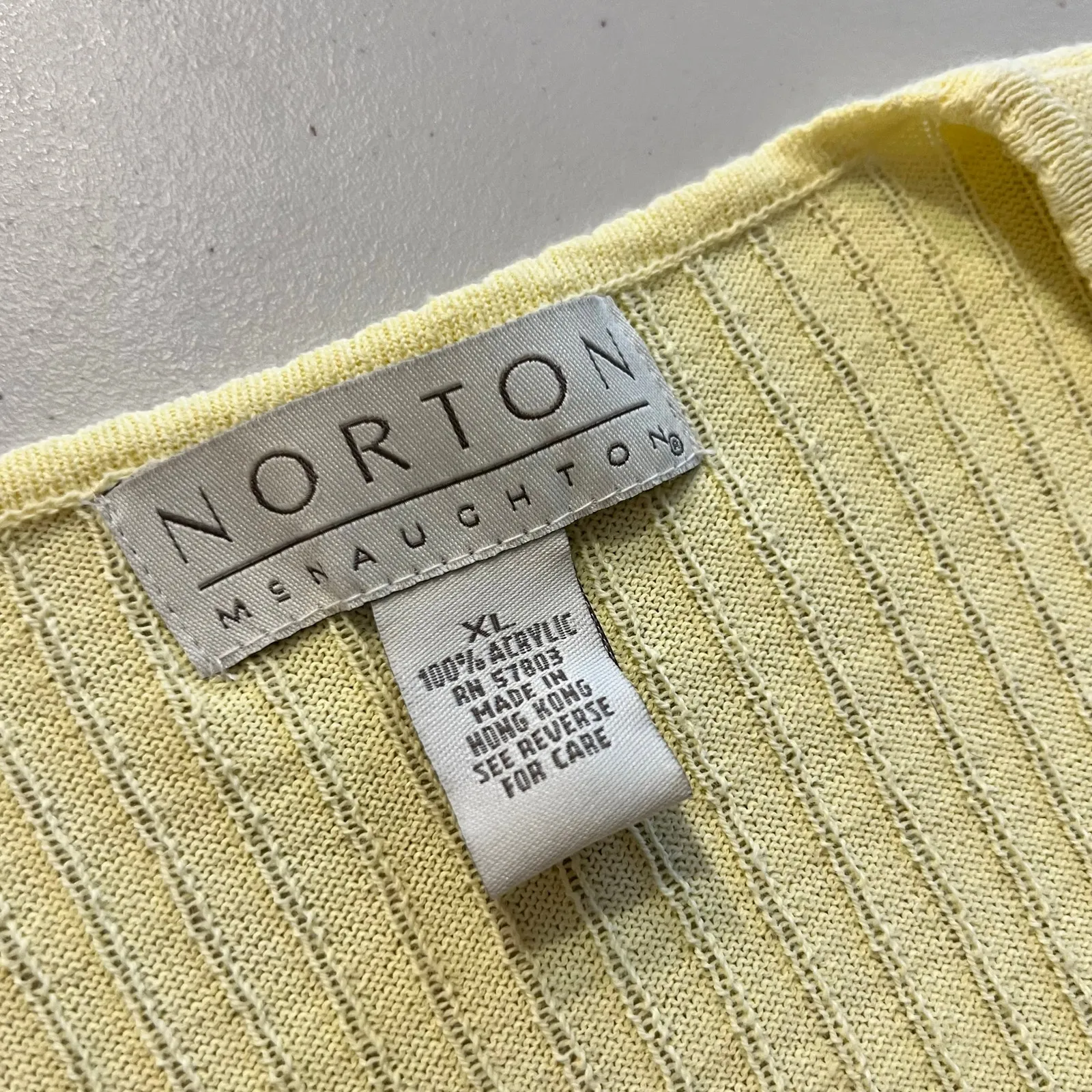 Vintage 90s Pale Yellow Beaded Woven Knit Short Sleeve Cardigan Sweater Size XL - Image 7