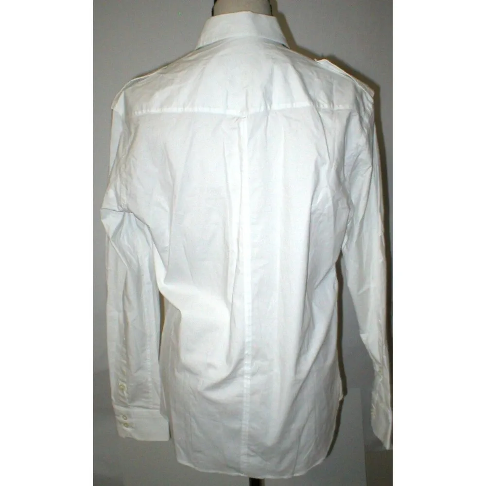 NWT New Womens L Designer PORT 57 White Top Blouse Button Down Dress Italy LS Size L - Image 5