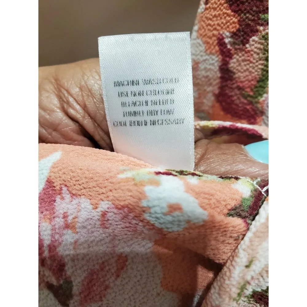 C Women's Floral Polyester Round Neck Long Sleeve Knee Length Dress Size XL - Image 10