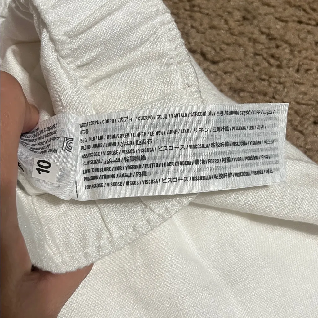 Abercrombie & Fitch Ultra High Wide-Leg Eyelet Linen-Blend Pants White XXL Short - Image 9