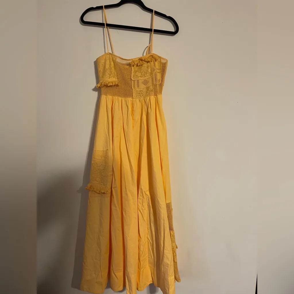 ASOS DESIGN Yellow Cami Lace Patchwork MIDI dress - Image 3