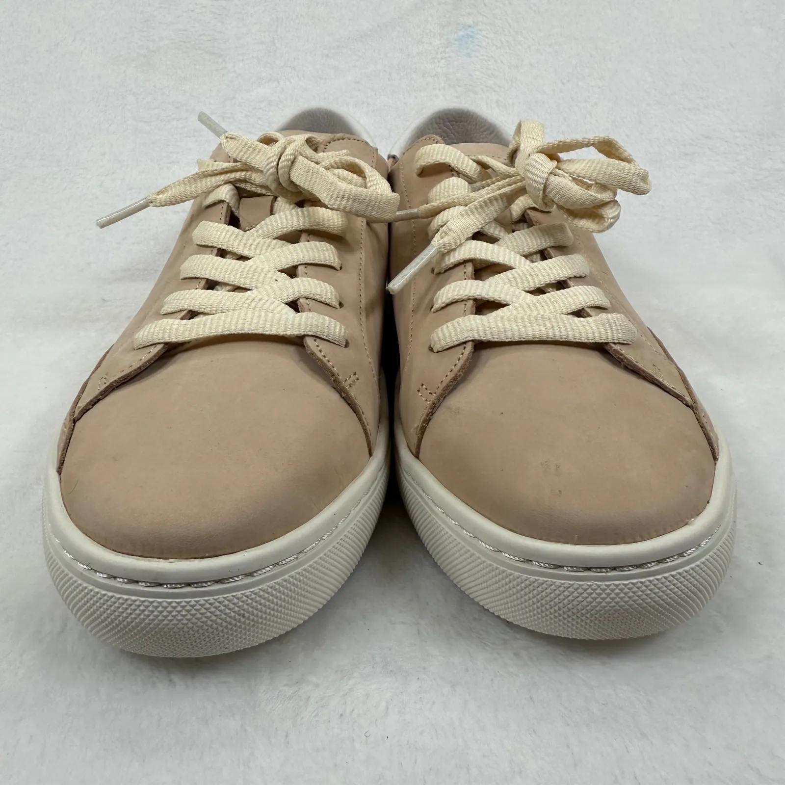 Soludos Women's Ibiza Sneakers Leather Tan White Accent Lace Up Casual Shoes 9.5 - Image 2