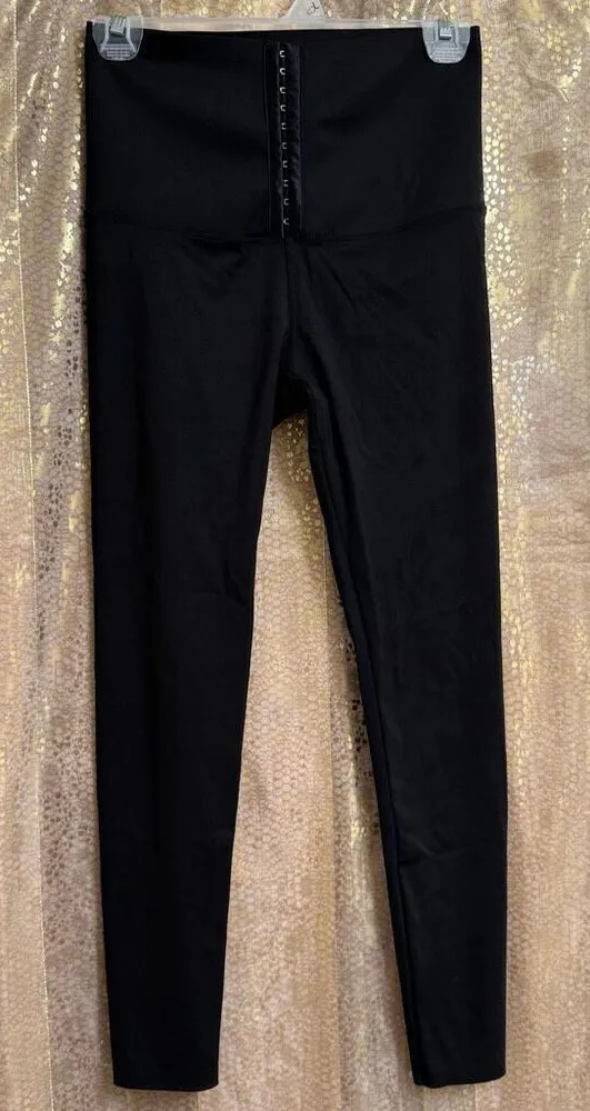 Black Tummy Control Shapewear Spandex Stretchy High Waisted Leggings Large Black - Image 1