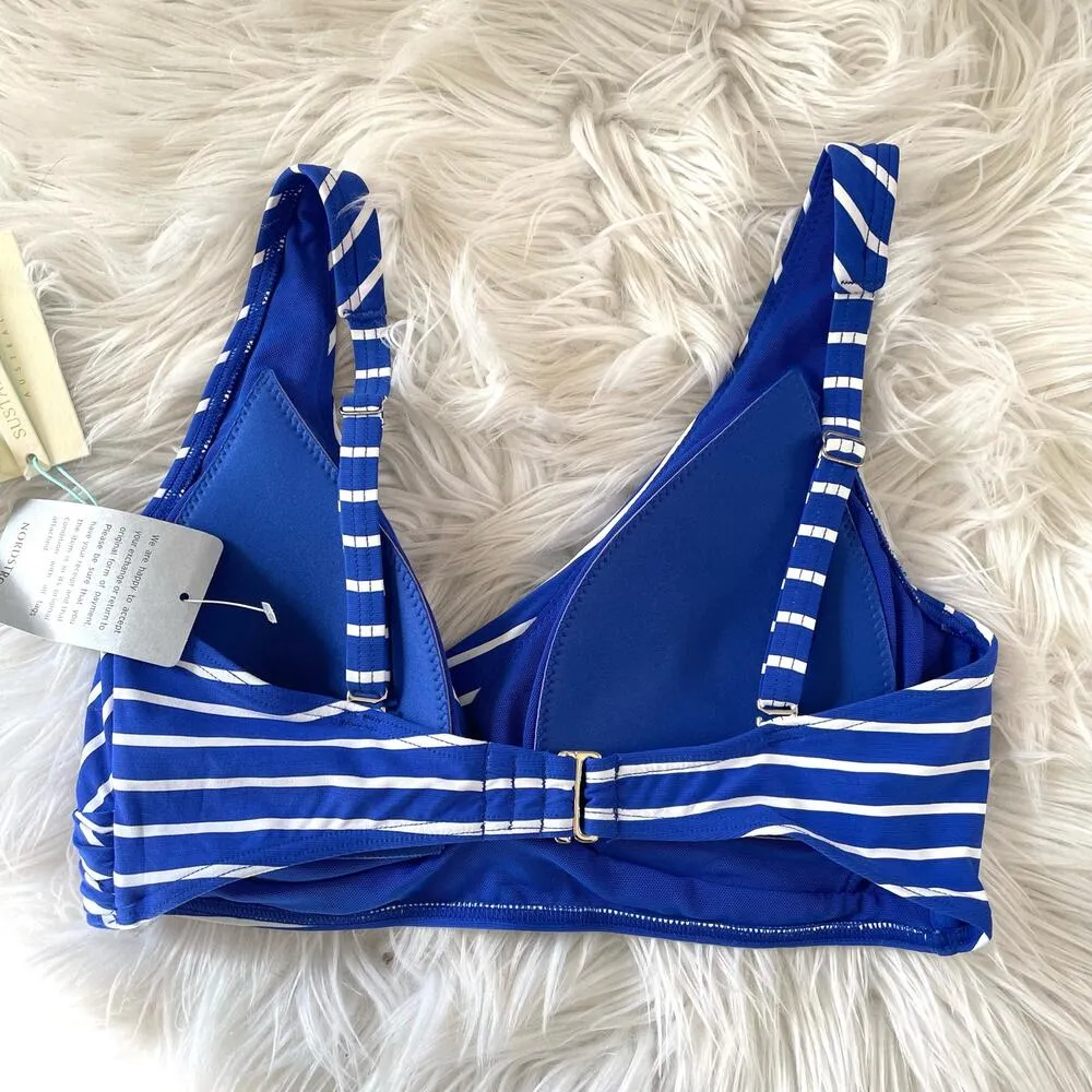 Sea Level Swim Crossover Cobalt Blue Stripe Bikini Swimsuit Swim Top women M new Size 8 - Image 5