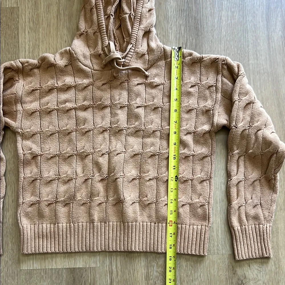 Anthropologie Saturday Sunday Knit Hoodie Ellyn Cable Knit Sweater Size Small - Image 3