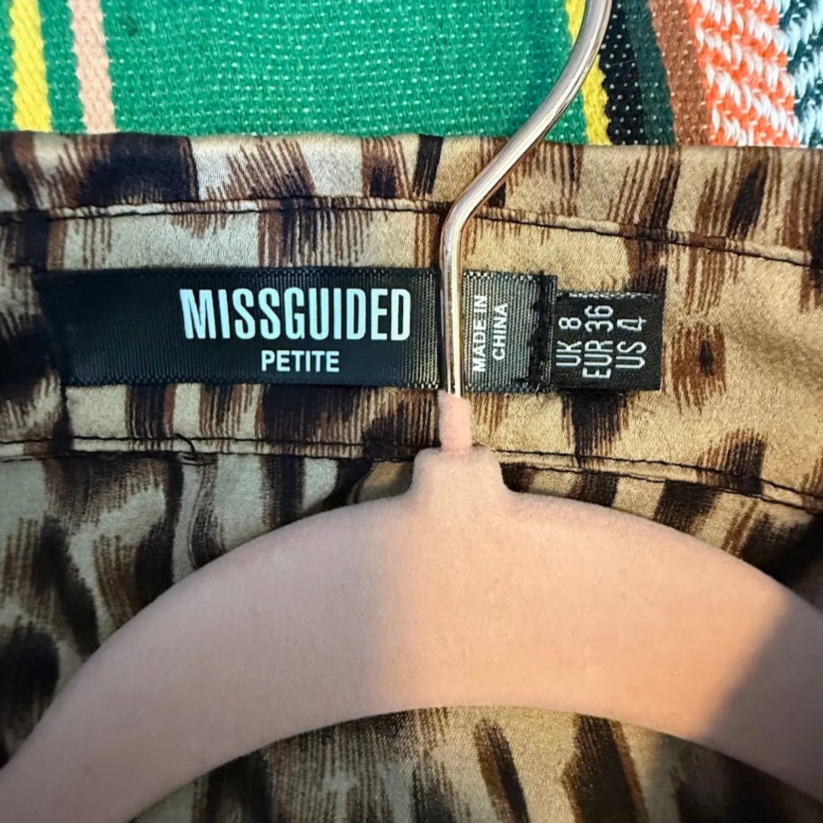 Missguided Petite Leopard Print Shirt minidress tunic in Textured Satinsize 4 - Image 9