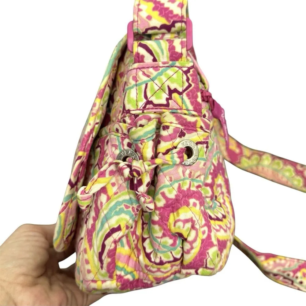 Vera Bradley Retired Capri Melon Quilted Crossbody Bag Tote Multicolor Paisley - Image 6