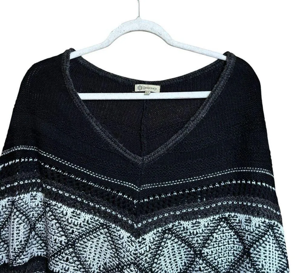 Democracy Poncho Womens 2X Multicolor V Neck Boho Print Pullover Sweater - Image 2