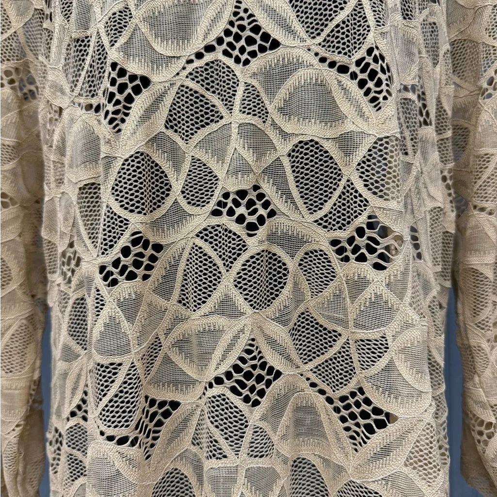 LOGO Layers Tan Sheer Lace Tunic Top Size Large, Lace Tunic in Tan - Image 8