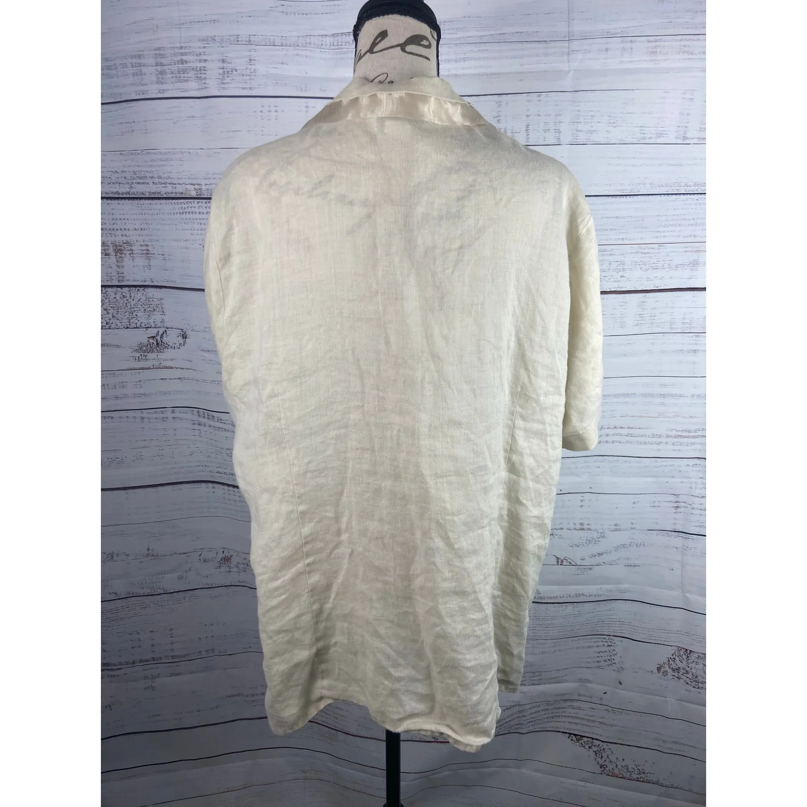Vintage Jordan Linen Shirt Womens 18W Button Front Pocket Collar Short Sleeves - Image 5