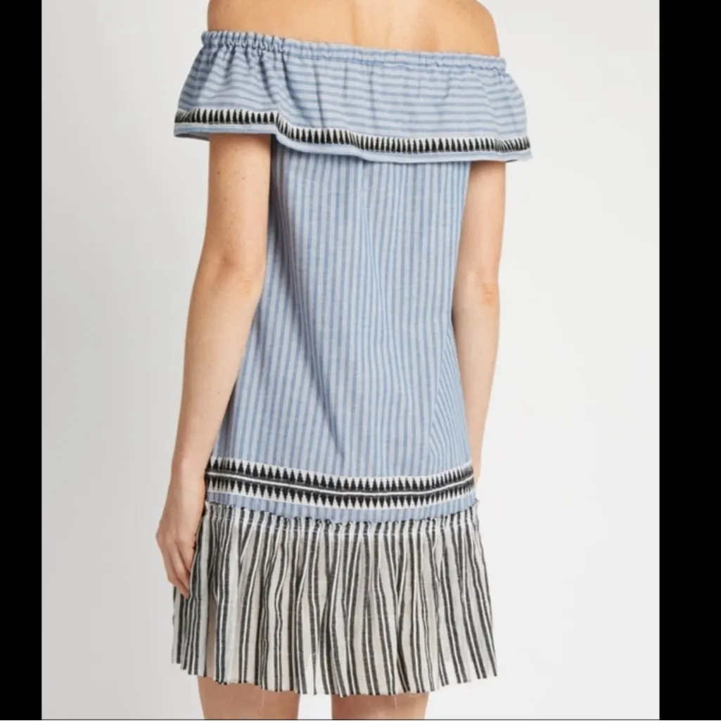 LEMLEM Amara Off-the-Shoulder Mini Dress sz S French Girl Style Coastal Resort - Image 2