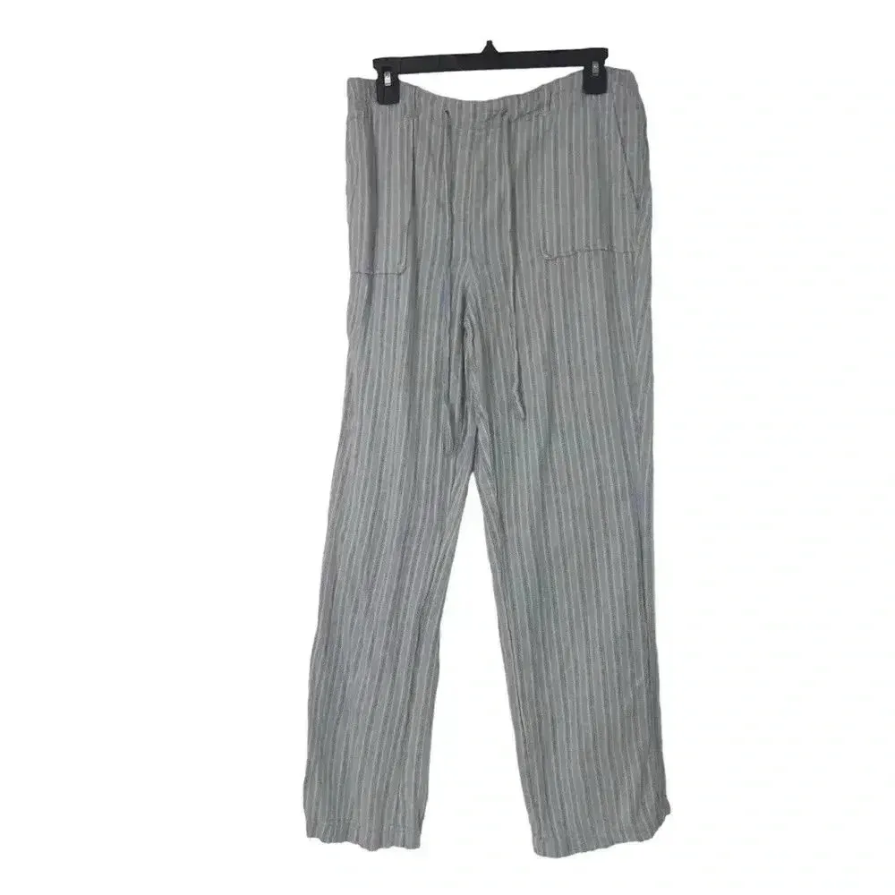 Alexander Jordan Women’s Large Linen Blend Striped Drawstring Beach Pants White - Image 12