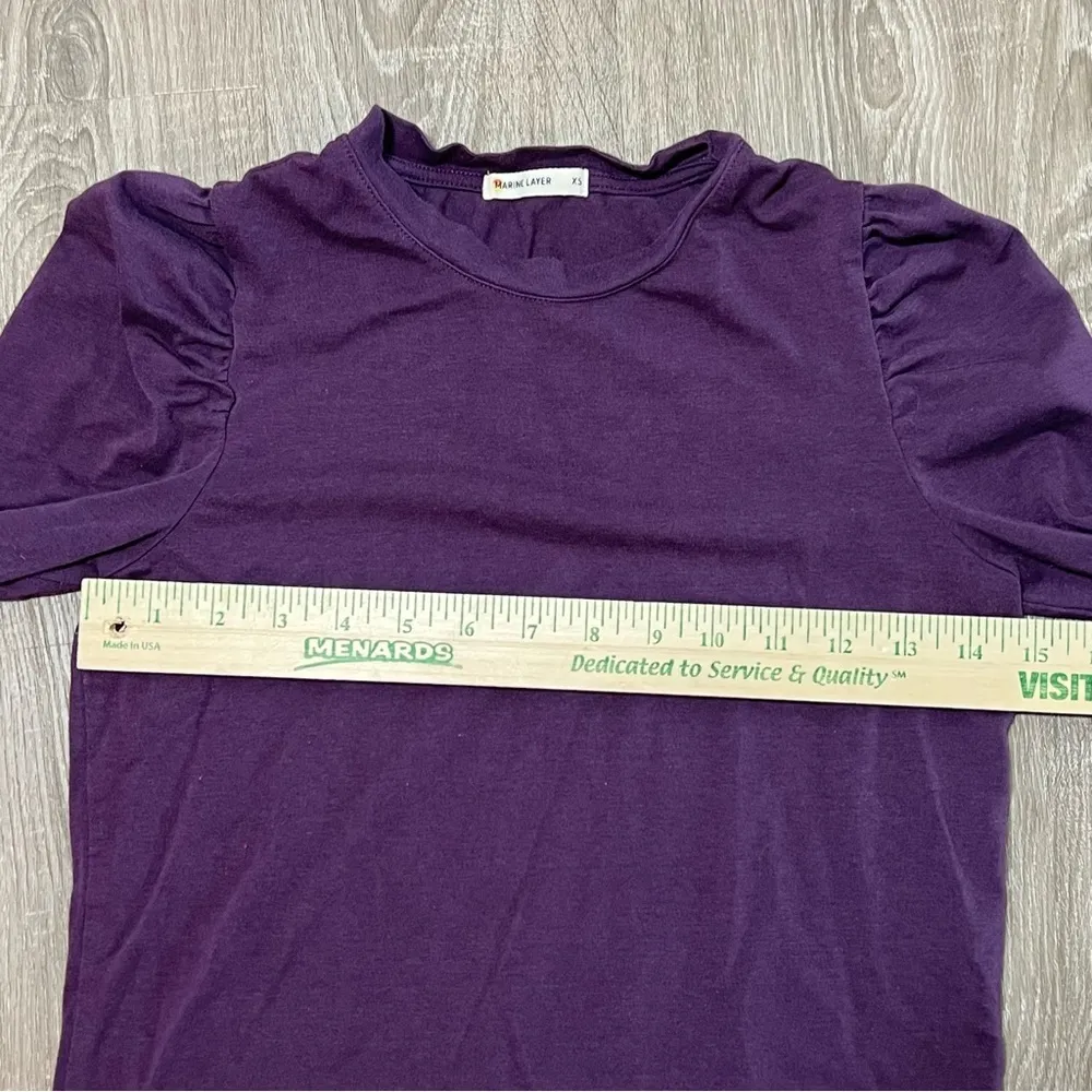 Marine Layer Celeste Ruffle Sleeve Top Womens Extra Small Dark Purple​​ - Image 4