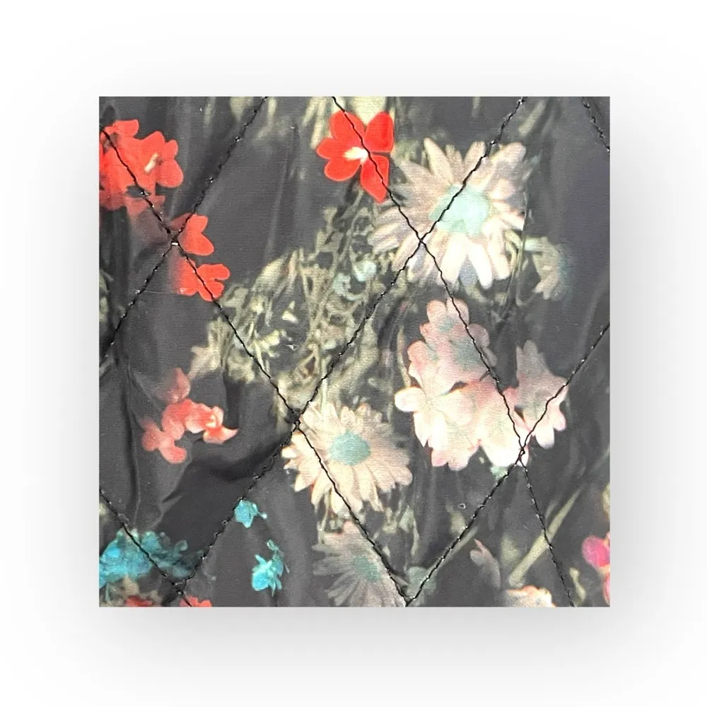 ✈︎ In Flight Floral Print Quilted Bomber Zip Up Jacket ✈︎ Black Small ✈︎ - Image 4