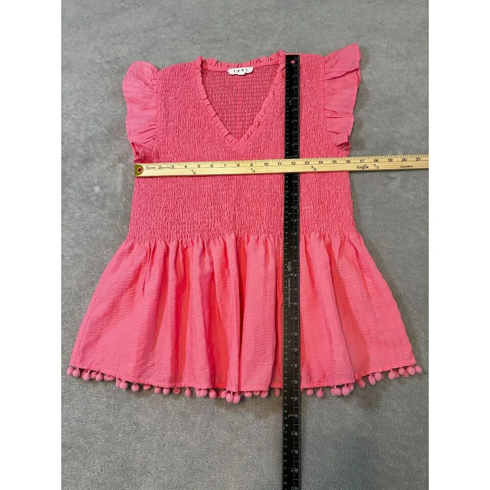 THML Smocked V-Neck Flutter Cap Sleeve Blouse - Image 5